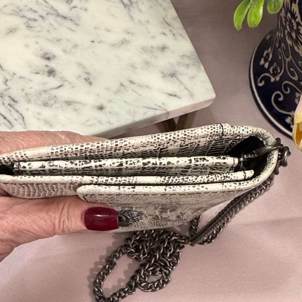 Kurt Geiger London Kensington Snakeskin Embossed Leather Crossbody WOC - Picture 3 of 10